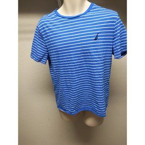 Nautica Men's Short Sleeve T-Shirt Spinner Blue Stripe Size Medium FREE SHIPPING